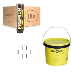 Premium Tennisball 18 Tubi Da 4 Nel Cartone, In Aggiunta Secchiello Per Palline